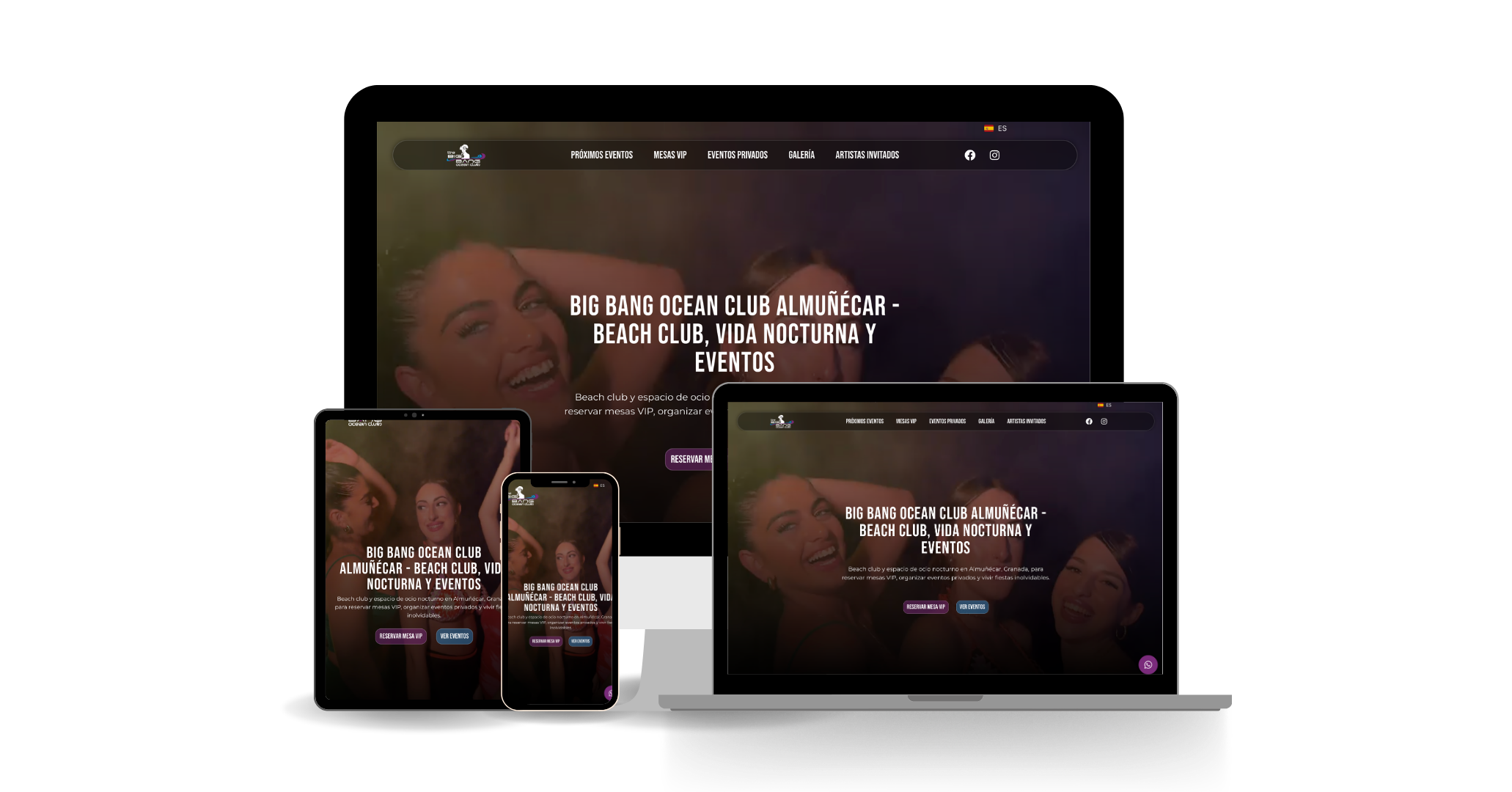 Website Mock up Big Bang Ocean Club Almunecar by Bloom Webdesign