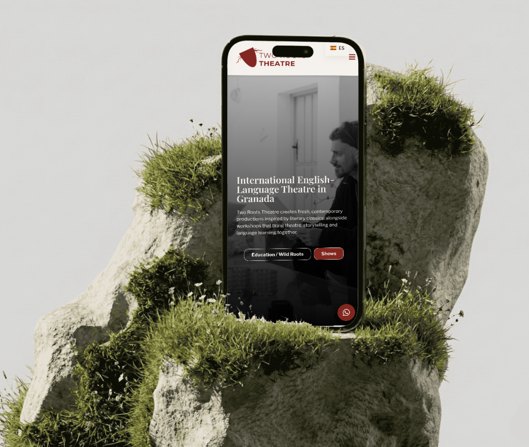 Two Roots Theatre – Theatre Company Granada Phone Mock Up